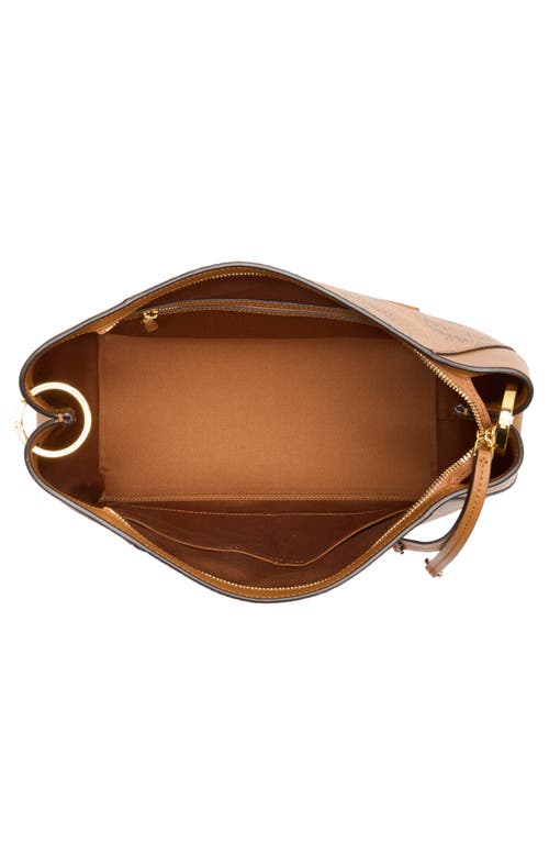 Mcm Aren Monogram Coated Canvas Shoulder Bag In Brown