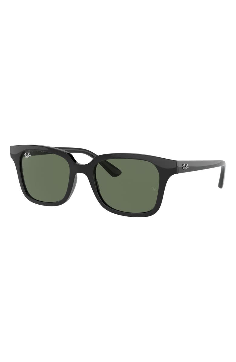 Ray-Ban Junior Wayfarer 48mm Sunglasses, Alternate, color, Shiny Black/ Dark Green
