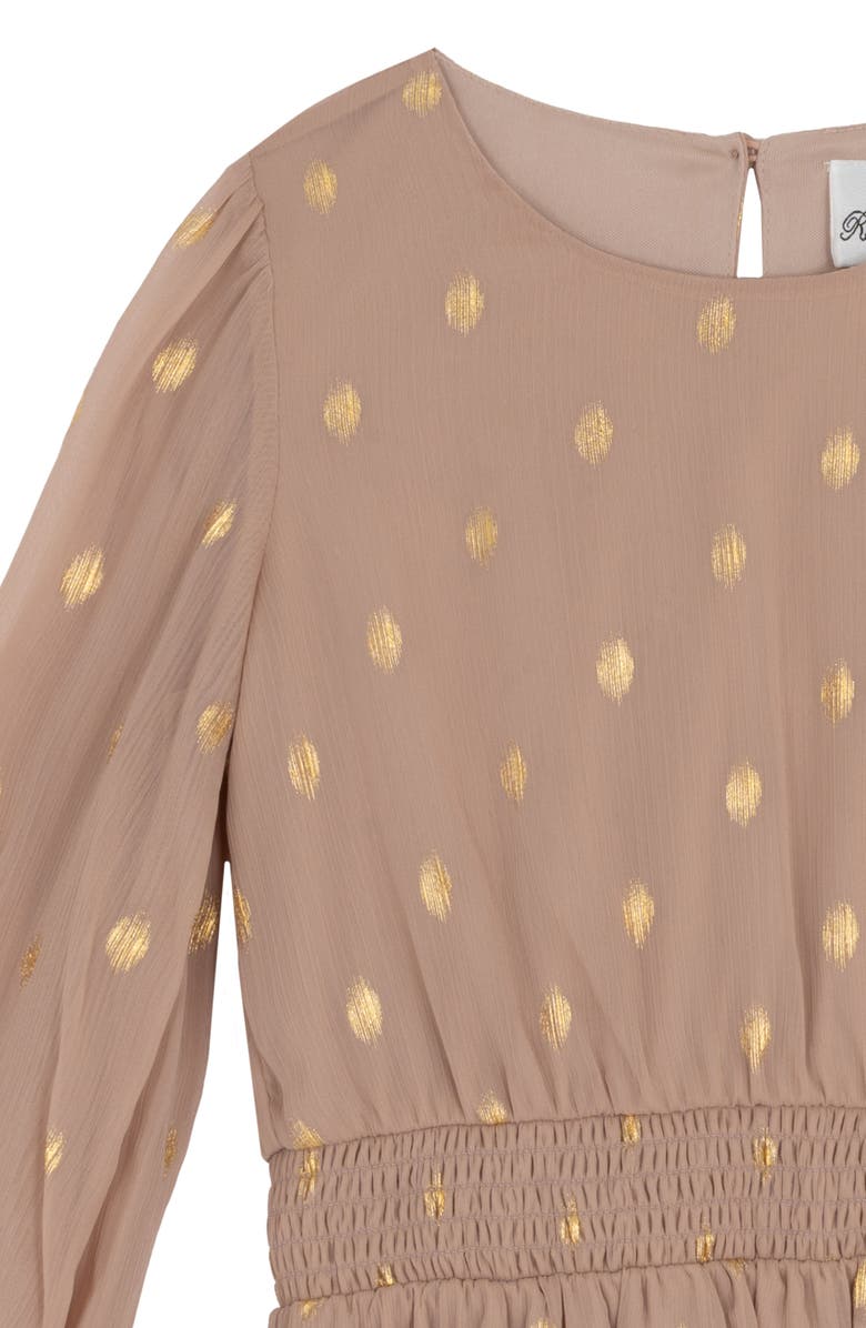 Rare Editions Kids' Long Sleeve Foil Dot Chiffon Dress, Alternate, color, 