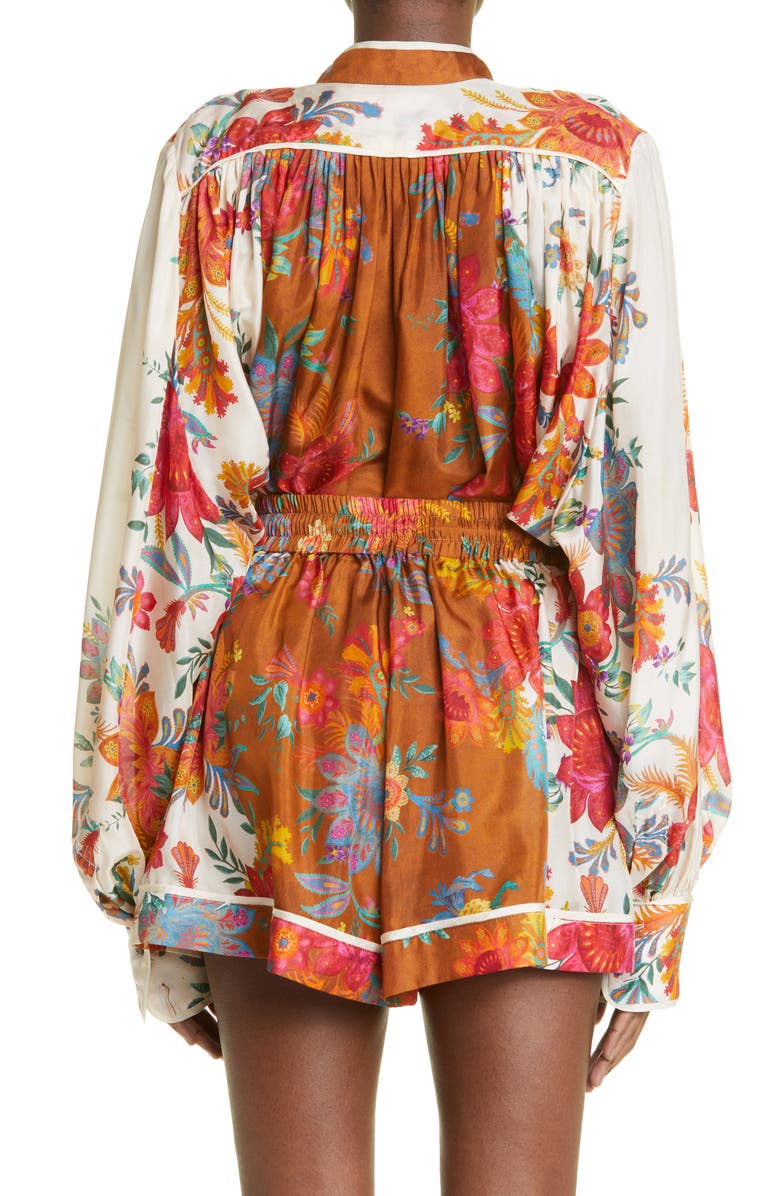 Zimmermann Ginger Floral Relaxed Fit Silk Blouse, Alternate, color, 