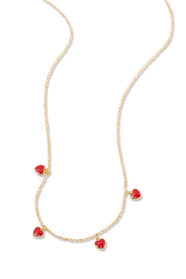 Meave Heart Enamel Necklace, Alternate, color, RED/ GOLD