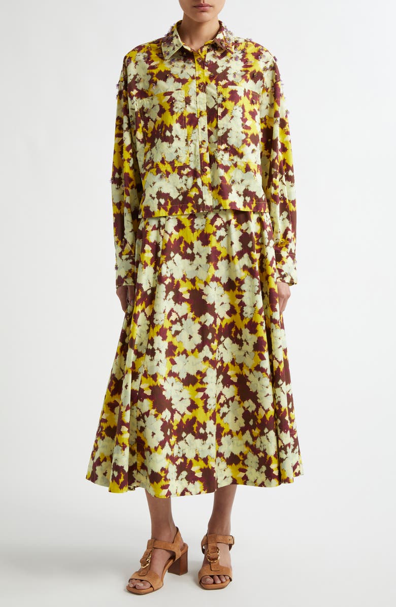 Ulla Johnson Aria Print Embellished Shirt, Alternate, color, Acacia