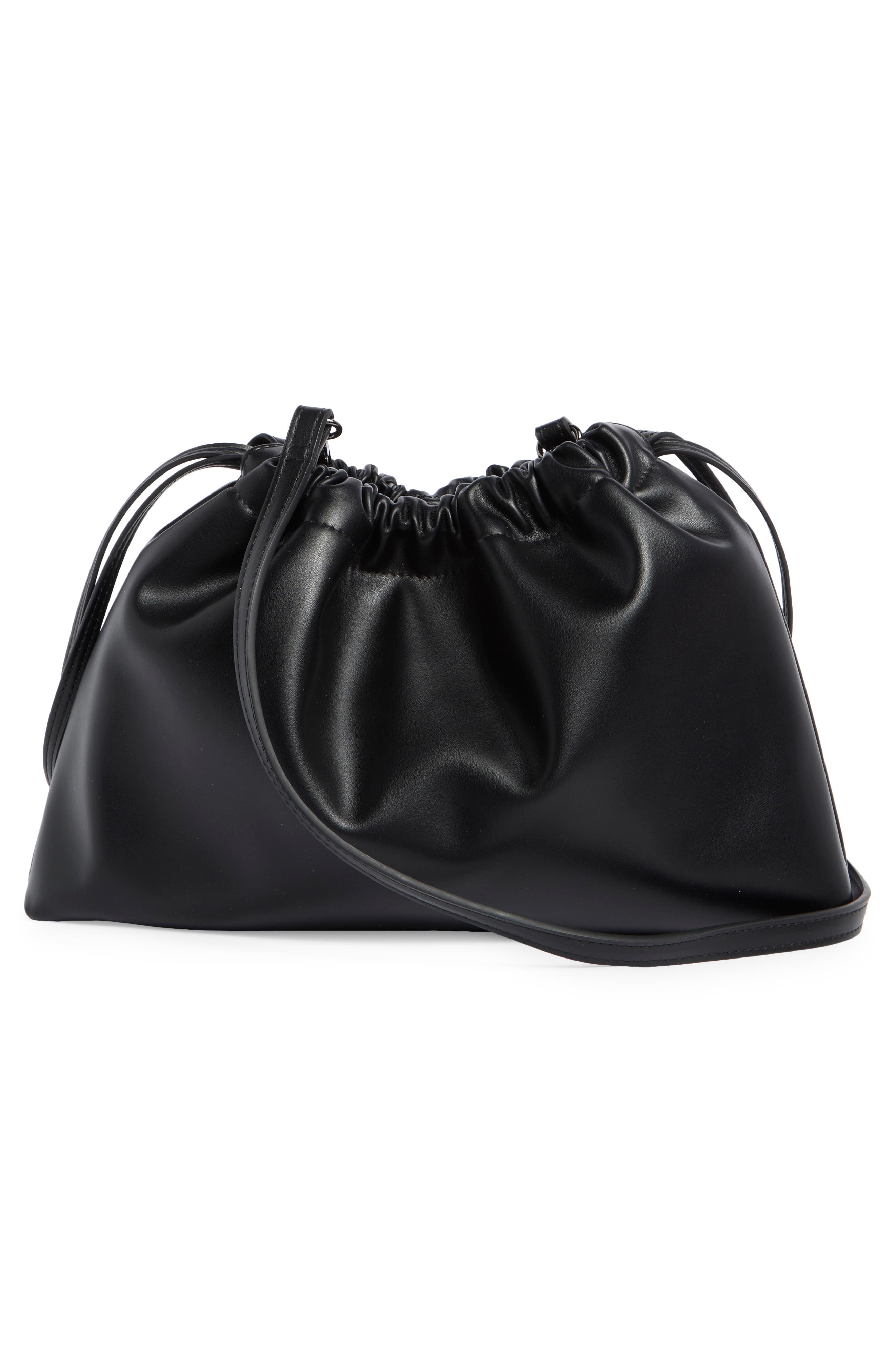BCBG Drawstring Clutch, Alternate, color, Black