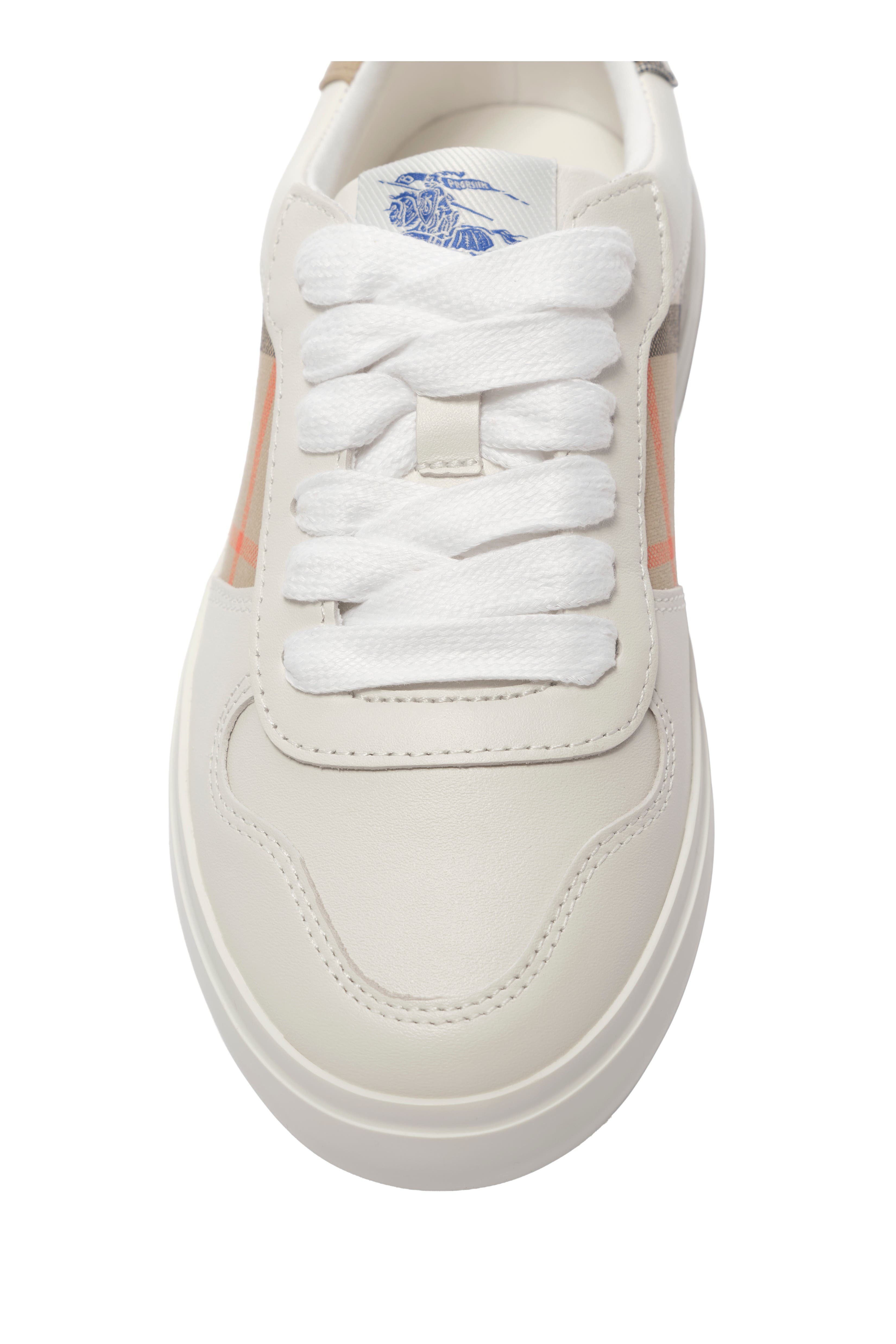 Check and Leather Sneakers, Alternate, color, Sand beige