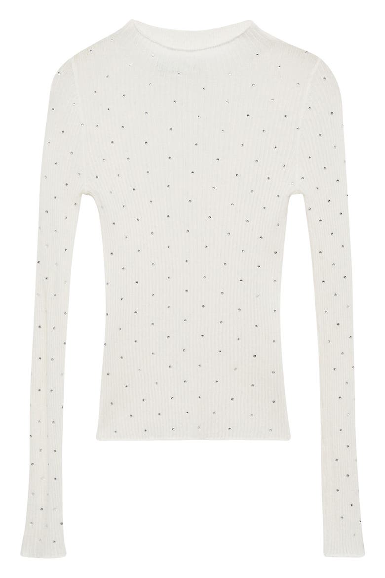 Rhinestone Detail Rib Sweater, Alternate, color, ECRU