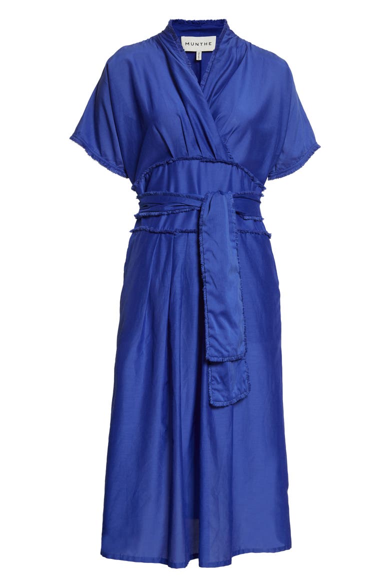 Grenadine Tie Belt Organic Cotton & Silk Dress, Alternate, color, INDIGO