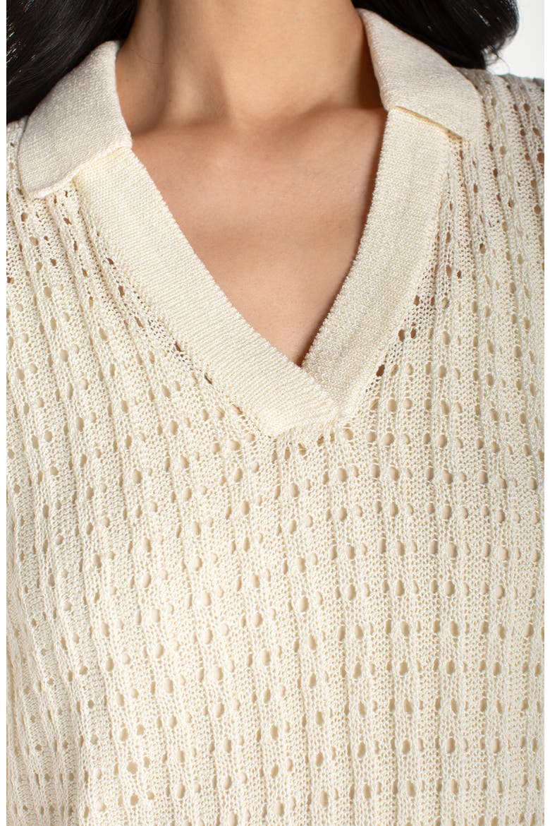 Johnny Collar Open Stitch Sweater Vest, Alternate, color, CREAM