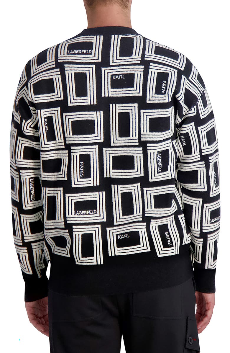 KARL LAGERFELD PARIS Monogram Raised Jacquard Square Sweater, Alternate, color, 