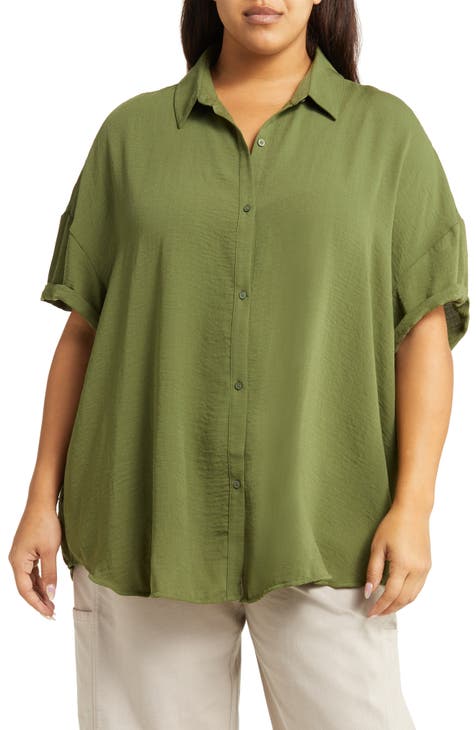 Button-Up Tunic Shirt (Plus Size)