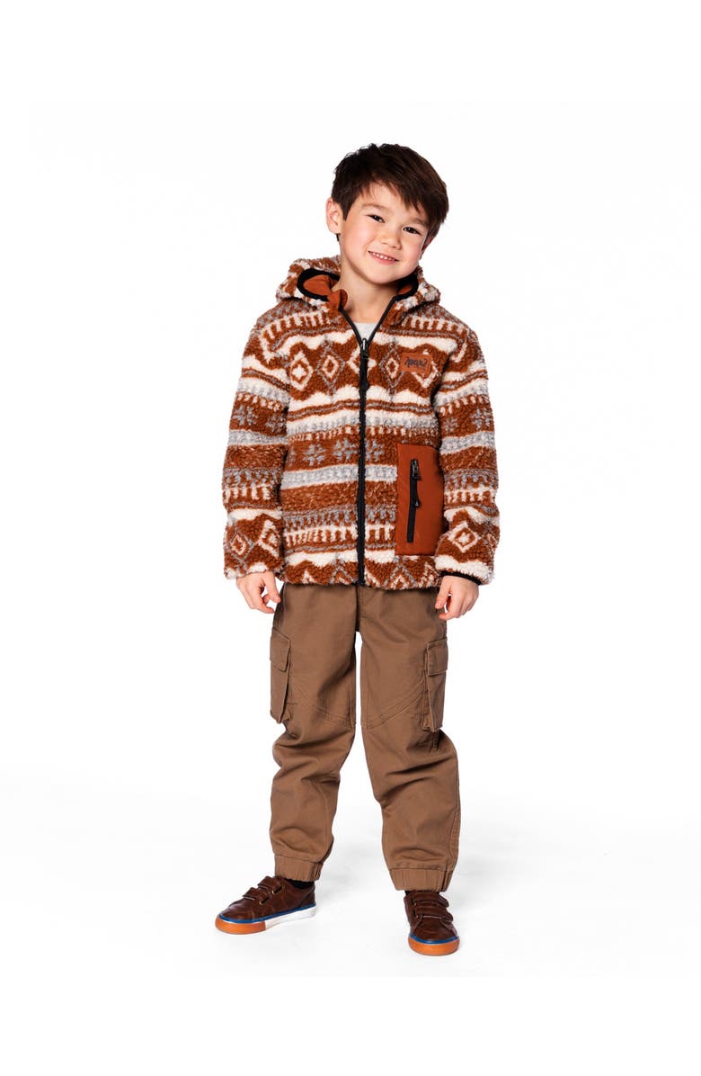 Deux par Deux Kids Gender Inclusive Reversible Mid-Season Jacket Geo Print, Alternate, color, Brown Pecan Native-Inspired