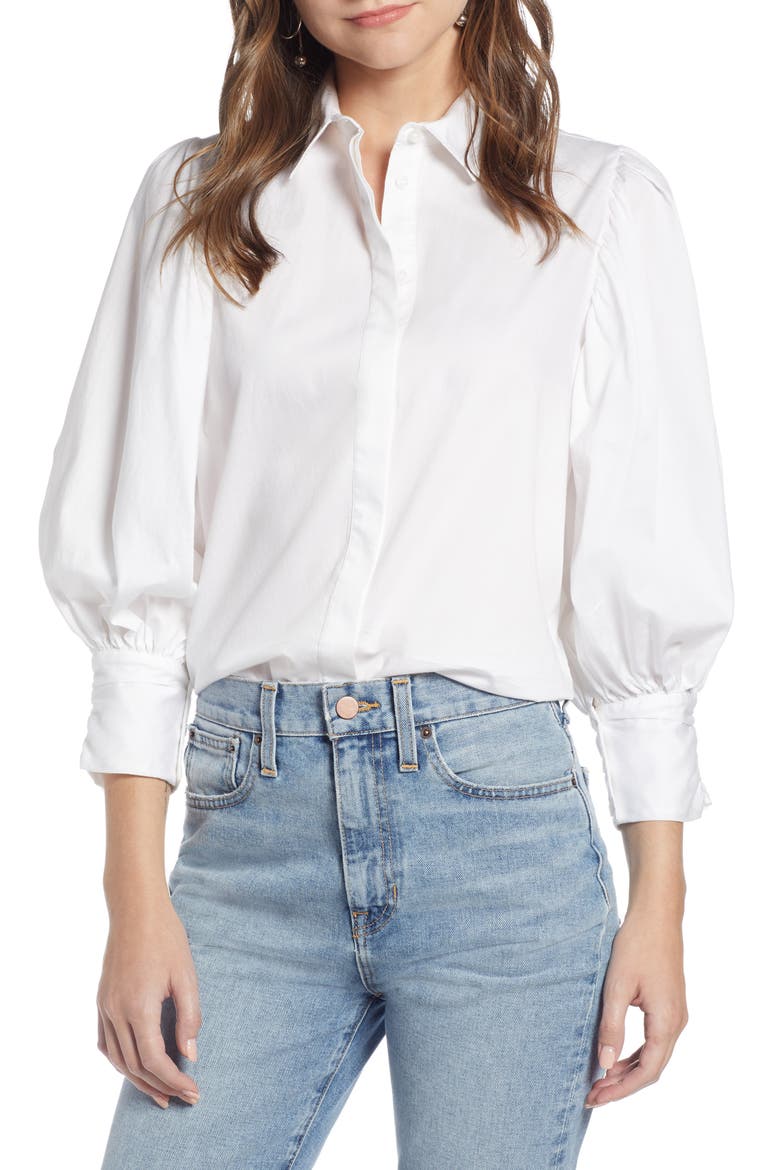 Full Sleeve Button Through Shirt (Nordstrom Exclusive), Main, color, WHITE