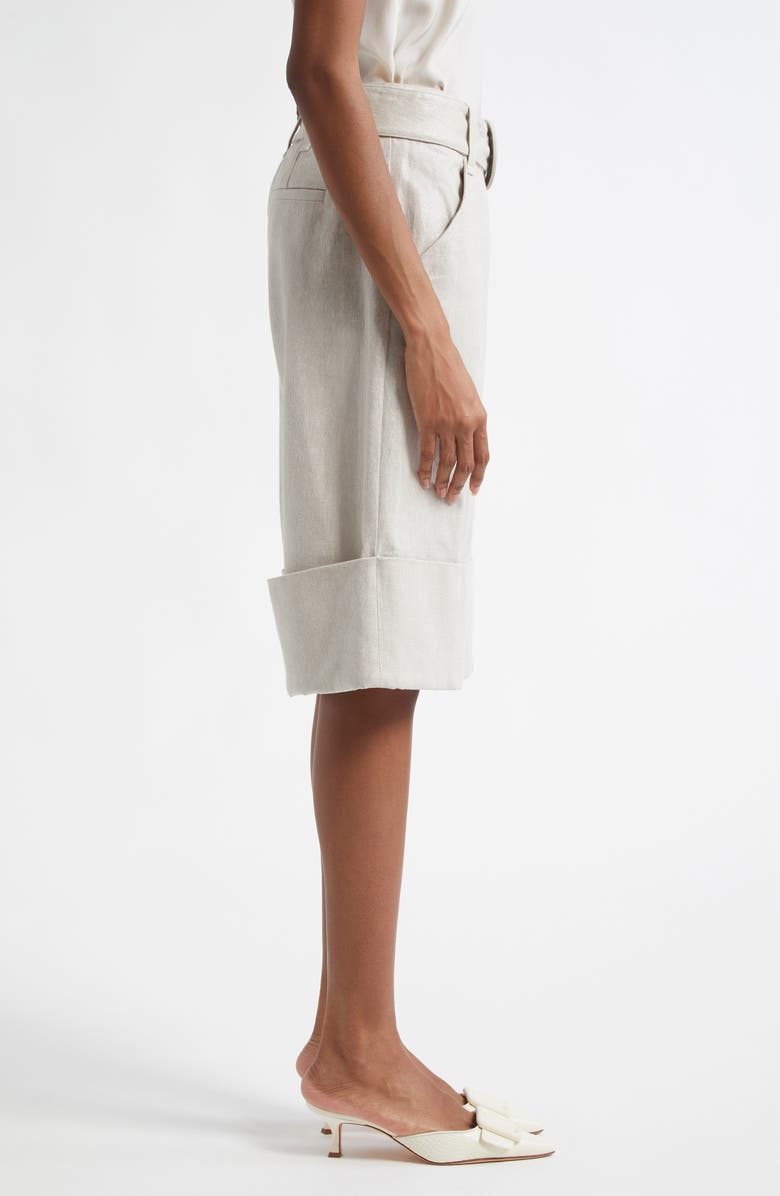 Cinq à Sept Vassi Belted Linen & Cotton Cuffed Shorts, Alternate, color,