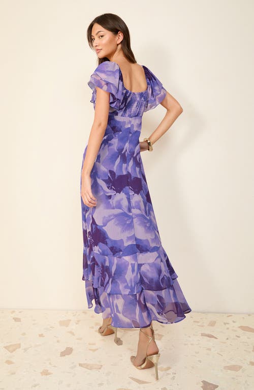 Friends Like These Floral Flutter Sleeve Maxi Sundress In Purple