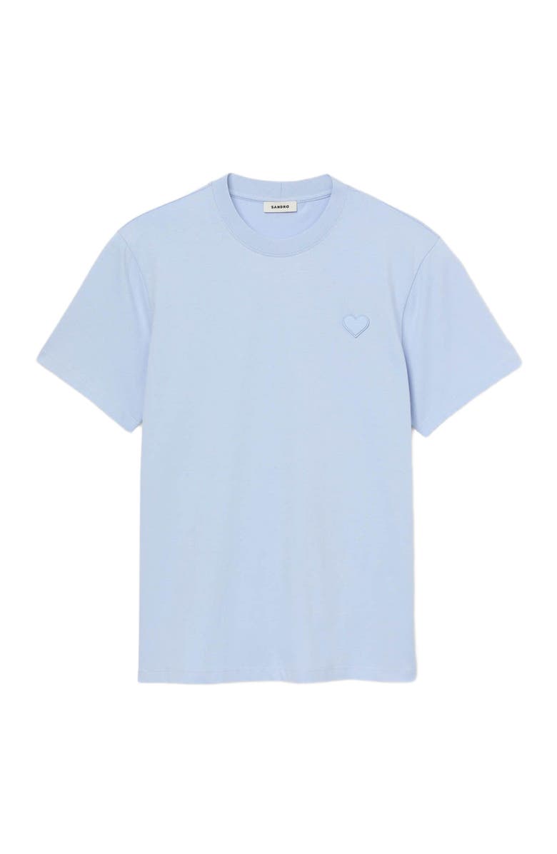 SANDRO T-shirt with heart patch, Alternate, color, Sky Blue