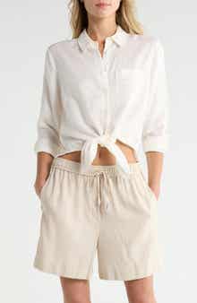 Hekanina Linen Blend Button-Up Shirt