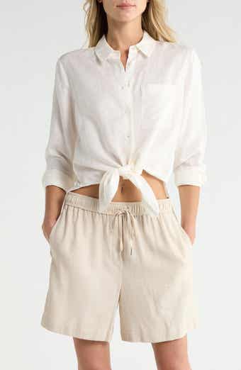 Hekanina Linen Blend Button-Up Shirt