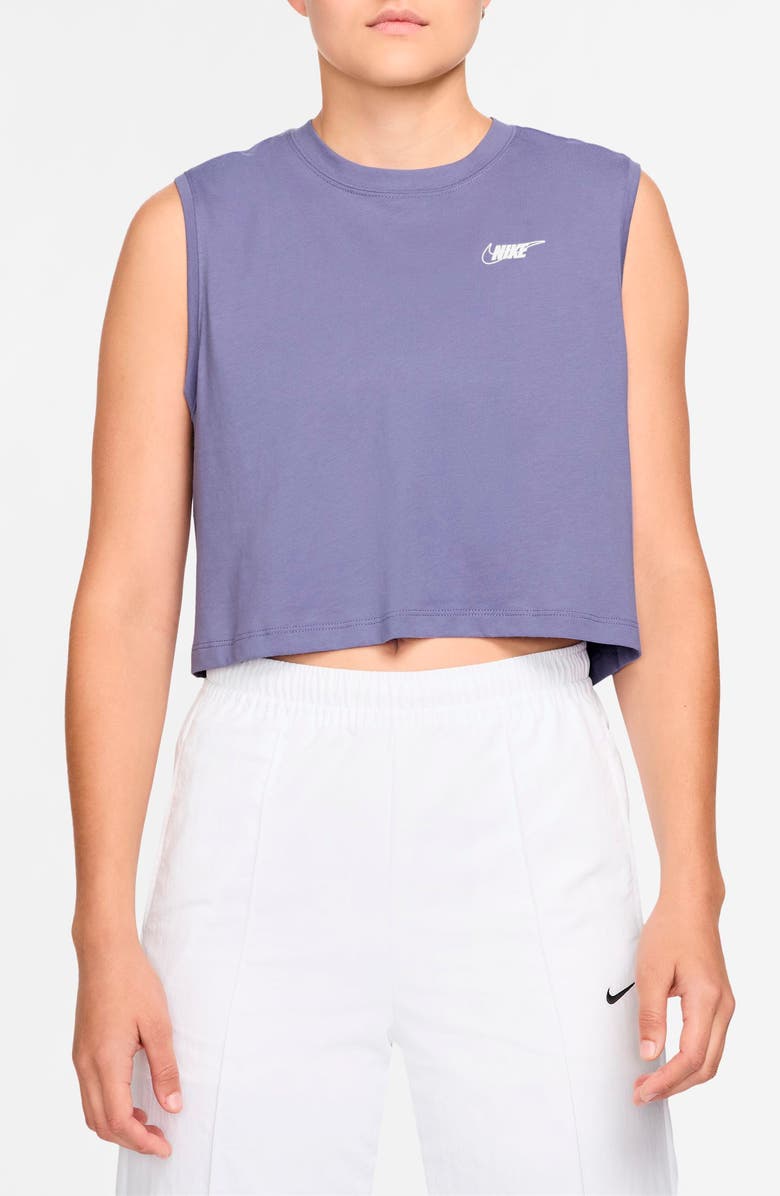 Nike Sportswear Club Crop Tank, Main, color, Dusty Amethyst