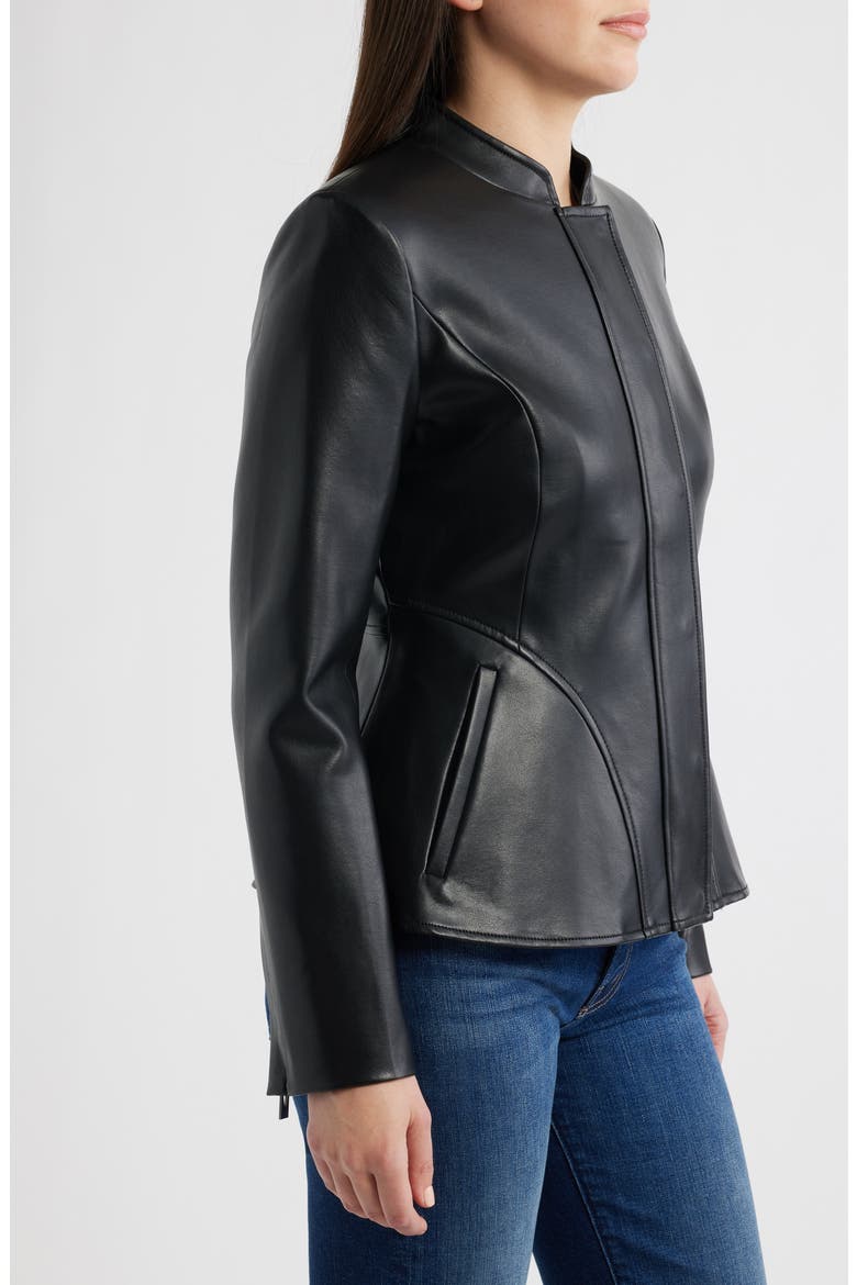 Zip Front Faux Leather Jacket, Alternate, color, BLACK