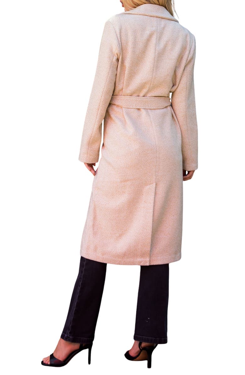 Stoosh Tie Waist Longline Coat, Alternate, color, Tan