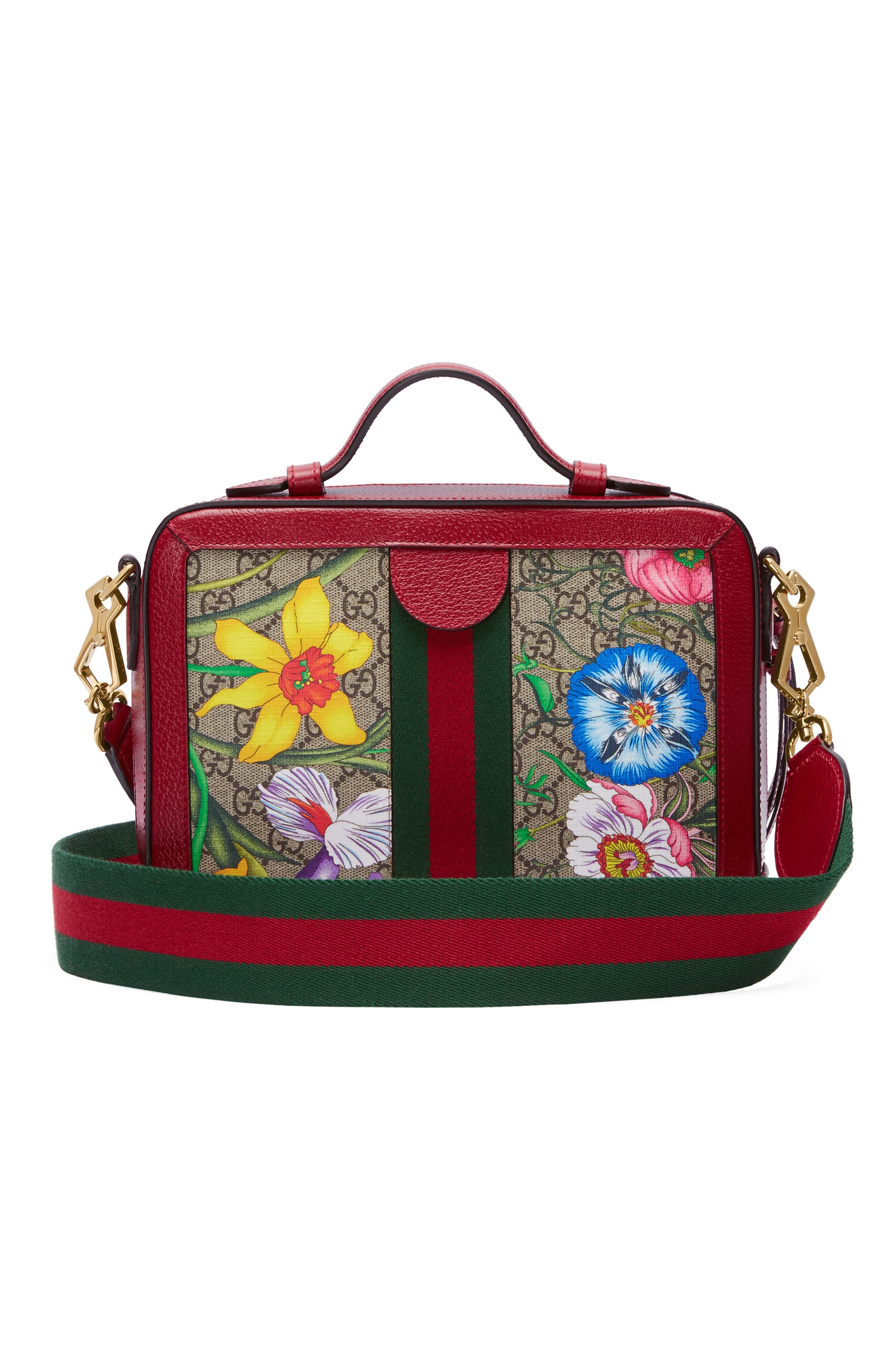 Gucci Small Ophidia Flora GG Supreme Canvas Shoulder Bag, Alternate, color, 