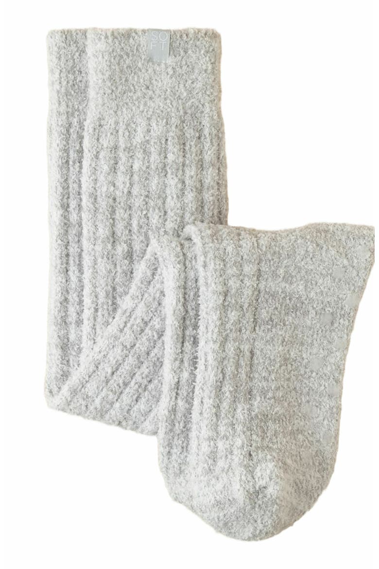 Marshmallow Slouchy Socks with Grippers, Main, color, Heather Grey