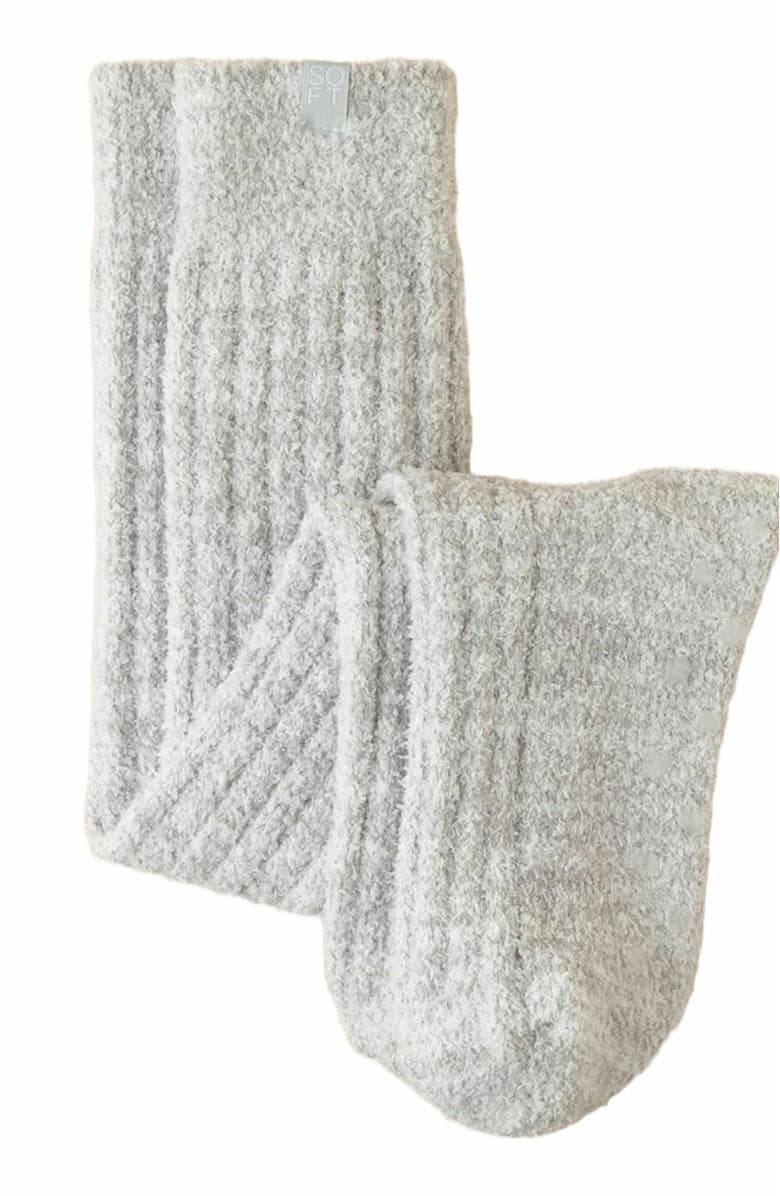 Softies Marshmallow Slouchy Socks with Grippers, Main, color, Heather Grey