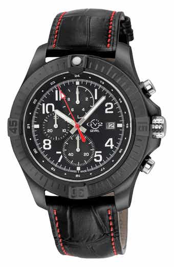 GV2 T38 Chronograph Croc Embossed Leather Strap Watch, 45mm