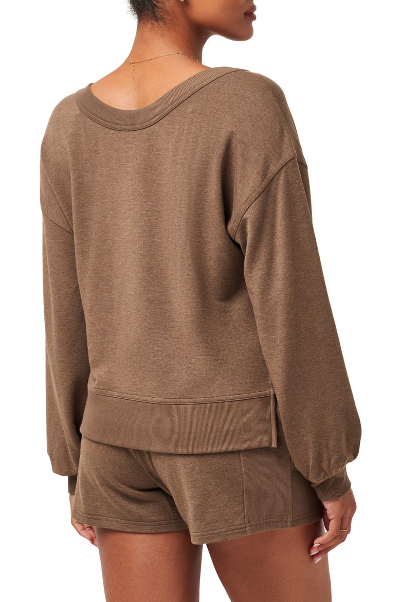 September Morning Reversible Sweatshirt, Alternate, color, HEATHER COCOA BROWN