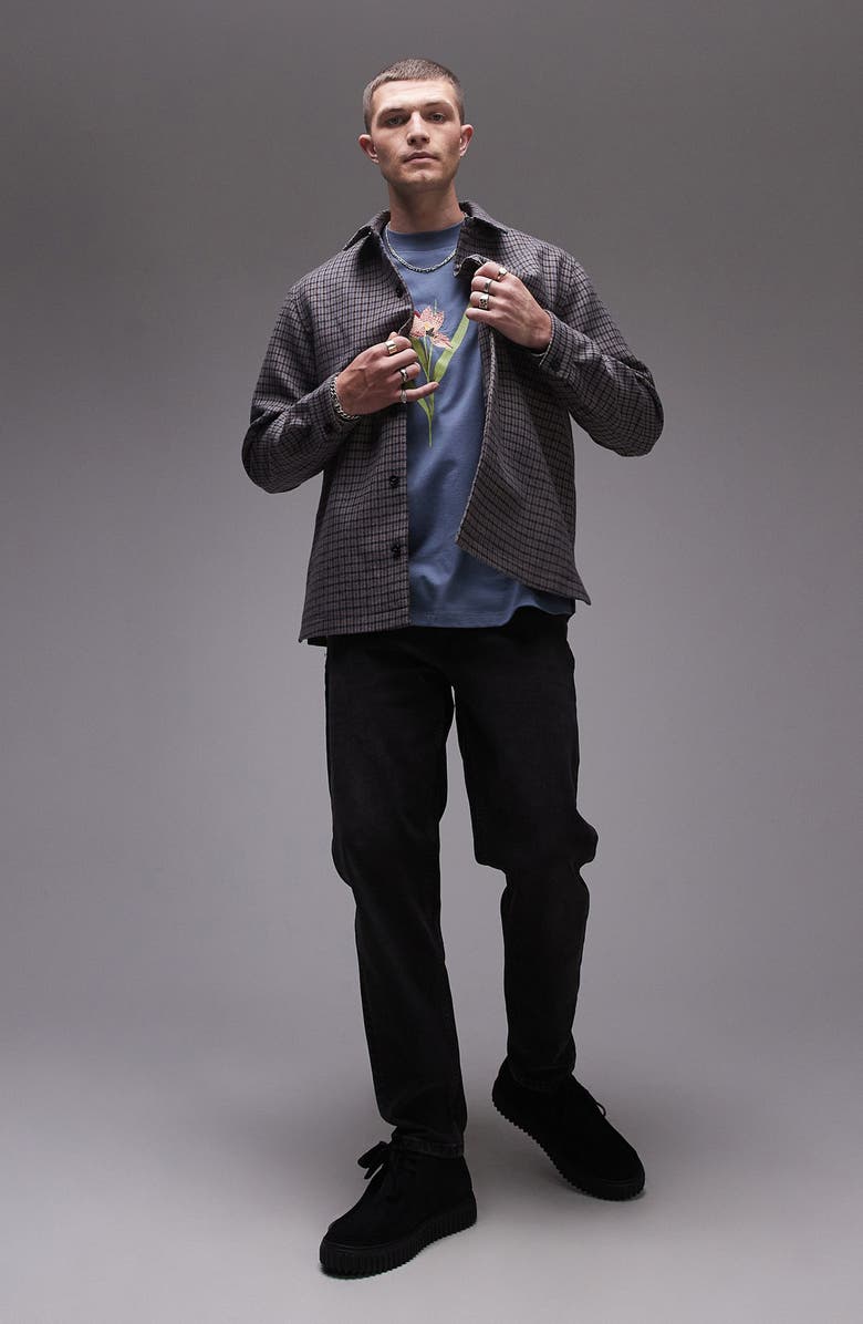Topman Relaxed Fit Check Overshirt, Alternate, color,