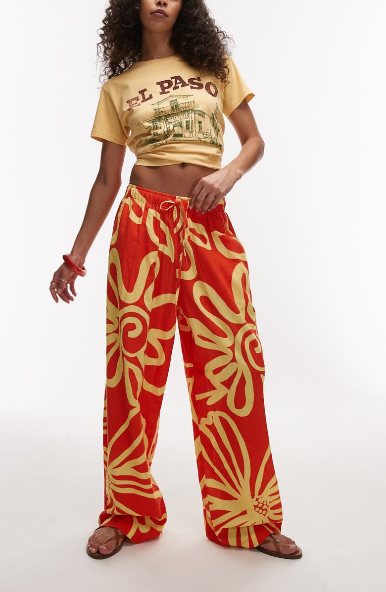 Topshop Floral Print Balloon Leg Pants, Main, color, 