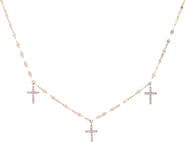 LANA 14K Gold Triple Diamond Cross Charm Necklace