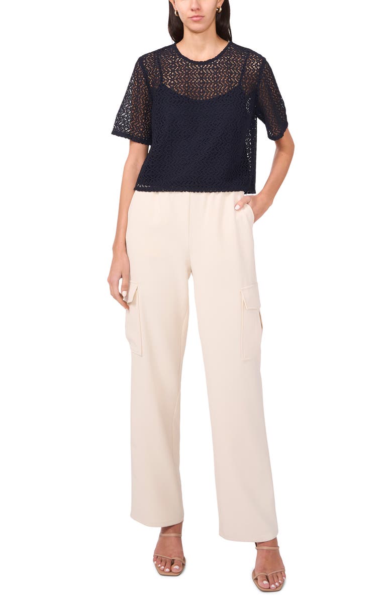 Halogen<sup>®</sup> Geometric Openwork T-Shirt, Alternate, color, Ink