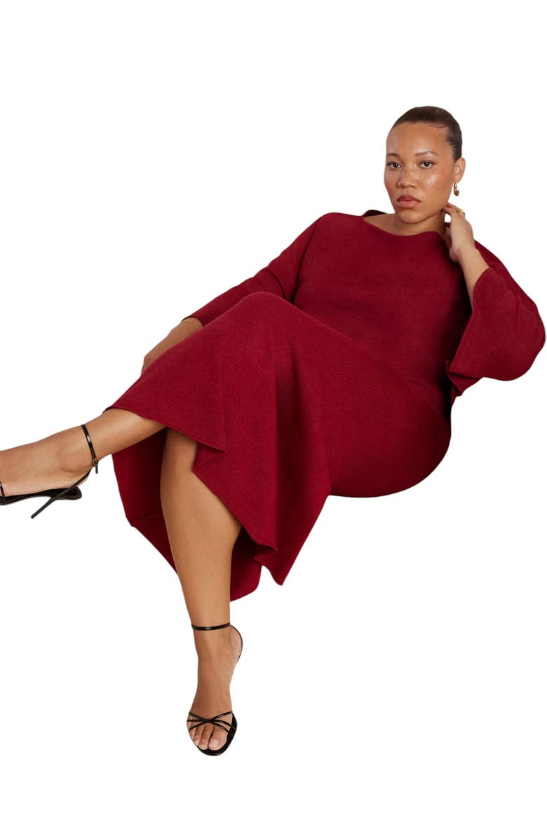 Sweater Maxi Skirt, Alternate, color, RUMBA RED