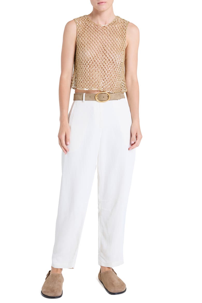 Sequined Open Stitch Muscle Tee, Alternate, color, OLIVE GREY