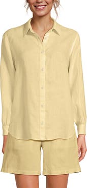 Lands' End Linen Long Sleeve Feminine Shirt