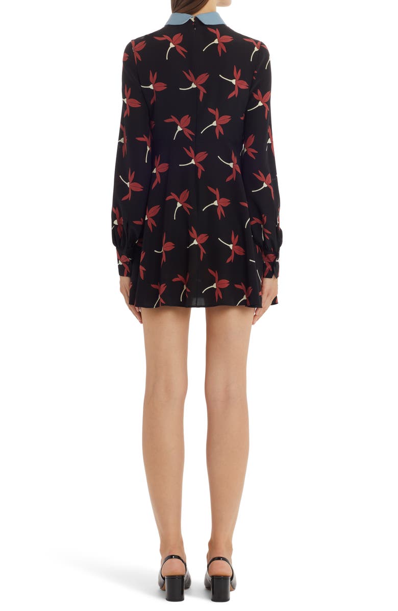 Valentino Fairy Flowers Print Long Sleeve Silk Minidress, Alternate, color,