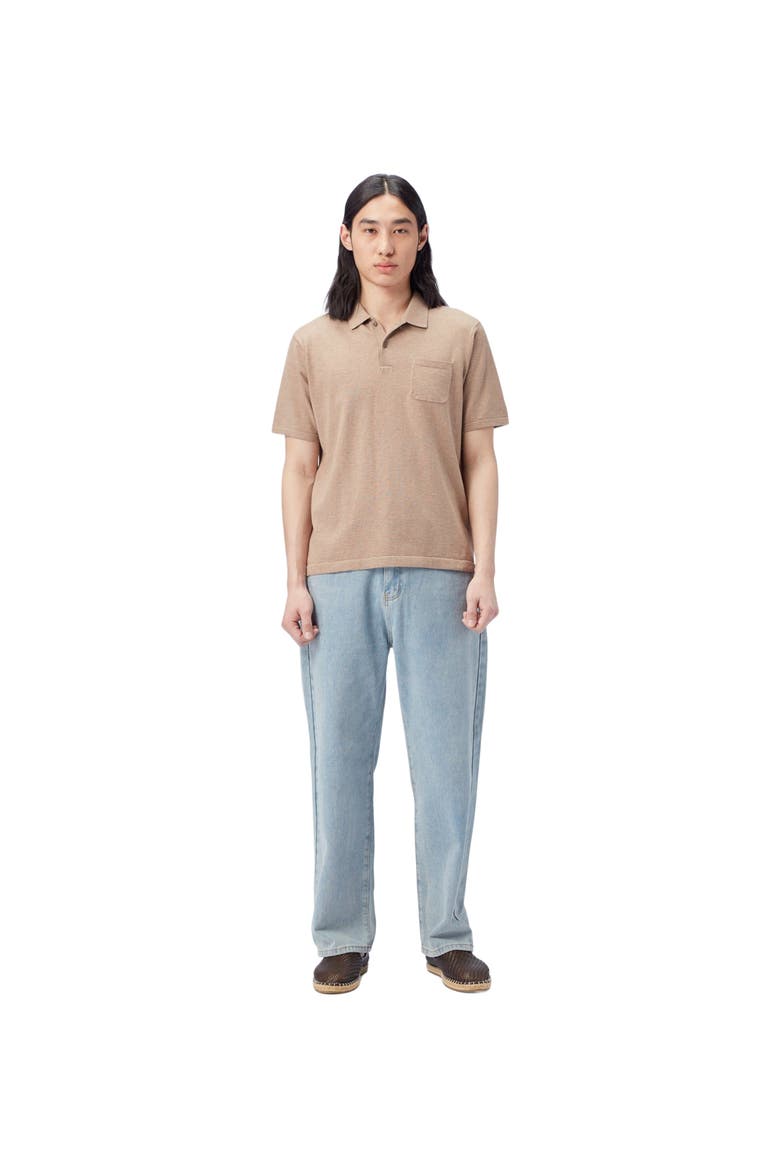 Men's Cotton Silk Cashmere Blend Polo Shirt, Main, color, timber wolf