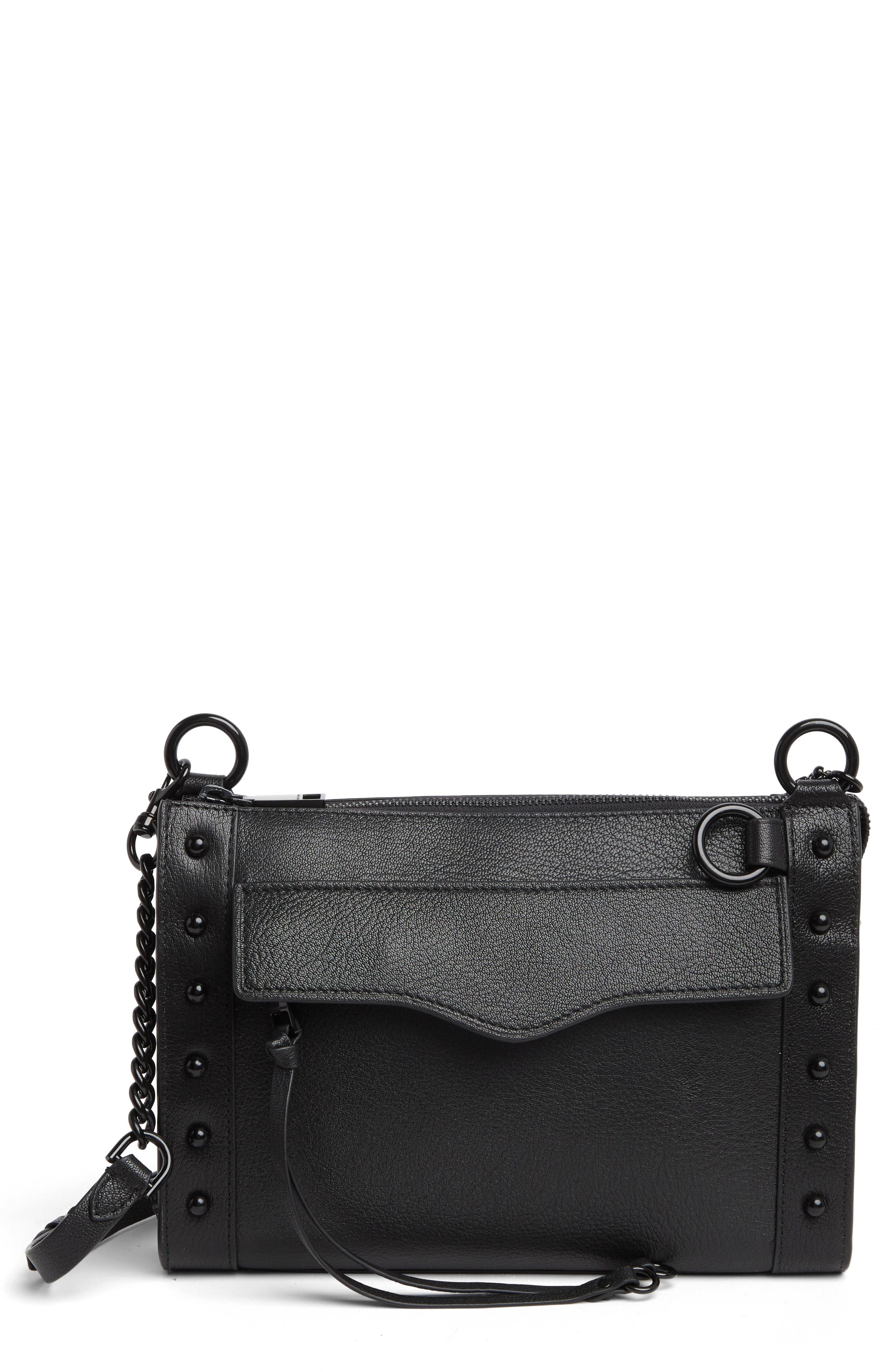 Rebecca Minkoff MAB Studded Leather Crossbody Bag, Main, color, 