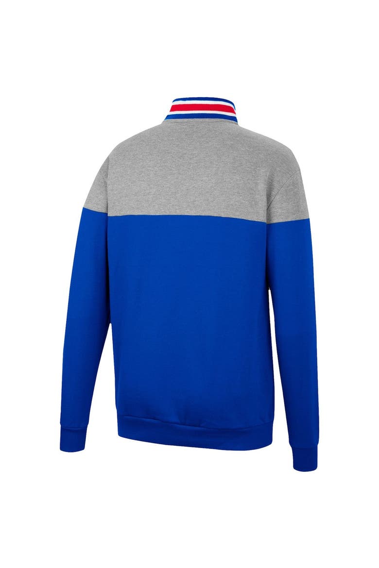 Men's Colosseum Heathered Gray/Royal Kansas Jayhawks Be the Ball Quarter-Zip Top, Alternate, color, Royal