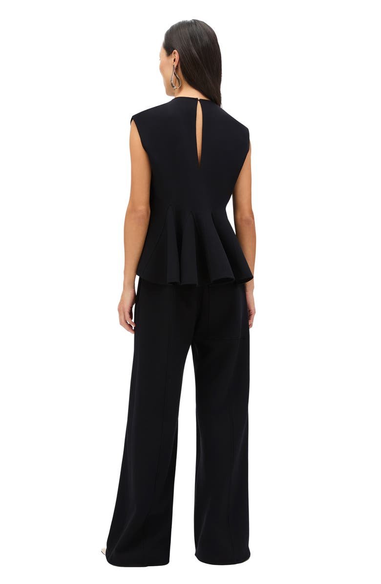 Another Tomorrow Double Face Godet Top, Alternate, color, Black