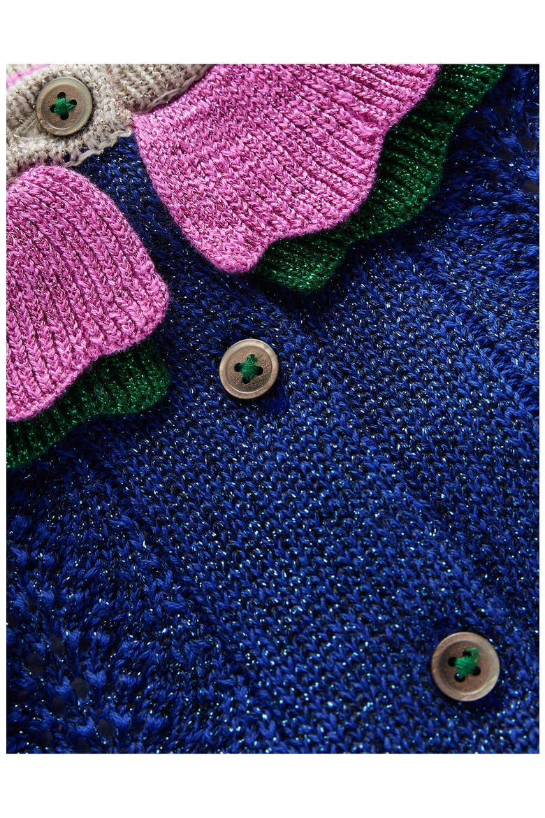 Kids' Sparkle Frill Neck Cardigan, Alternate, color, NAVY MULTI SPARKLE