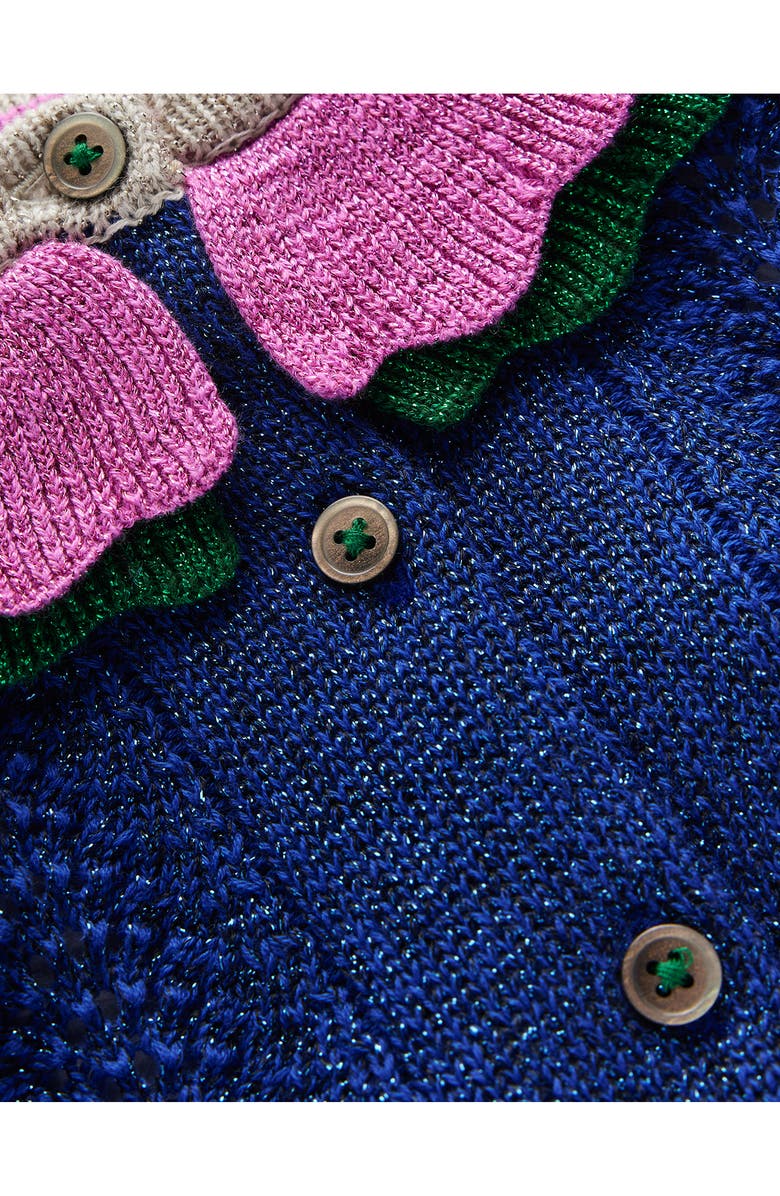 Mini Boden Kids' Sparkle Frill Neck Cardigan, Alternate, color, 
