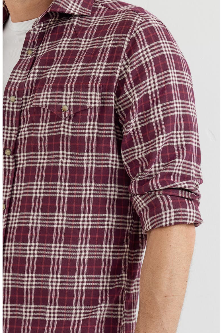 Cotton and lyocell tartan flannel western shirt, Alternate, color, Blueberry