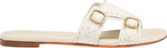 Santoni Women's leather double-buckle Didi slide sandal