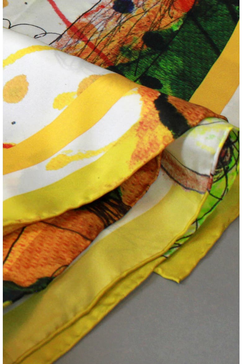 Silk Scarf Of Wonderful World Once Upon A Time, Alternate, color, Yellow