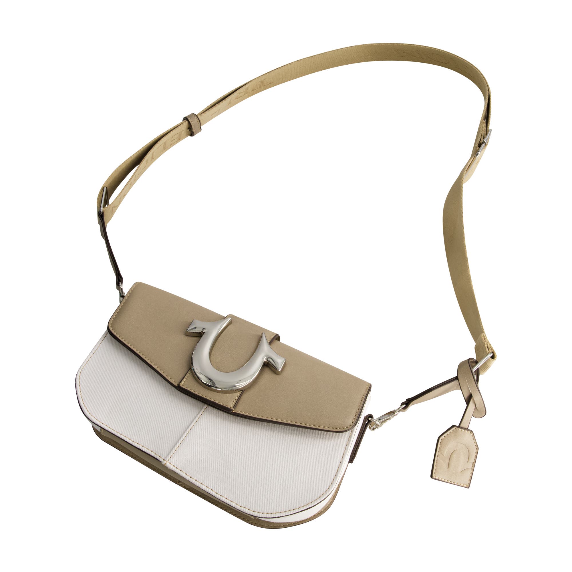 True Religion Denim Saddle Bag with Oversized Horseshoe Logo, Alternate, color, Taupe