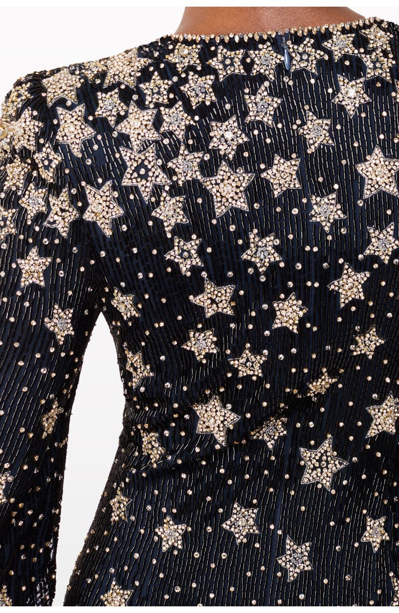 Jenny Packham Madrigal star-embellished long-sleeve maxi dress, Alternate, color, Blackthorne Blue