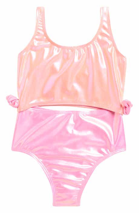 Breaking Waves Kids' Foil Cutout One-Piece Swimsuit