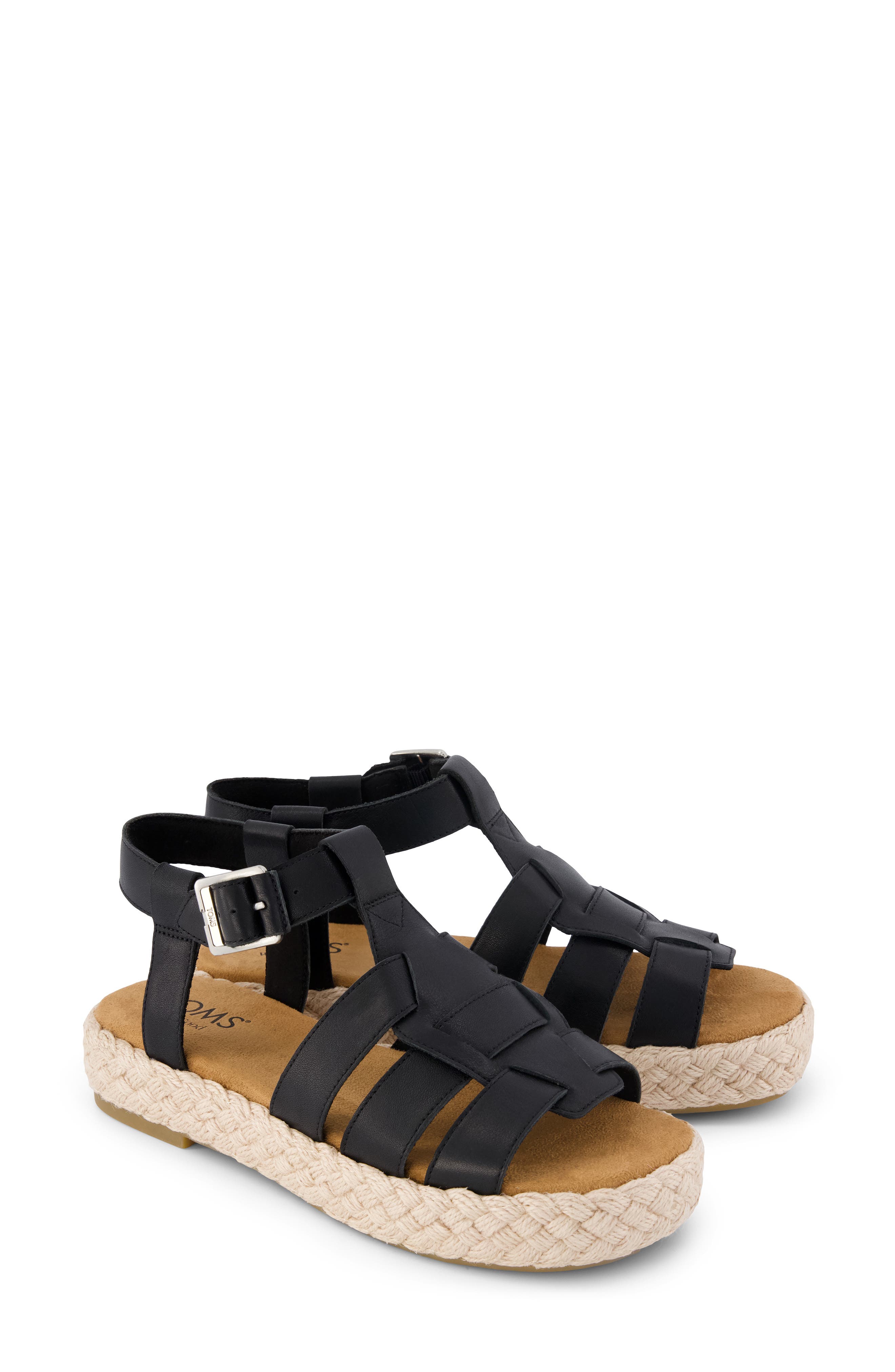 TOMS Jac Platform Fisherman Sandal, Alternate, color, Black