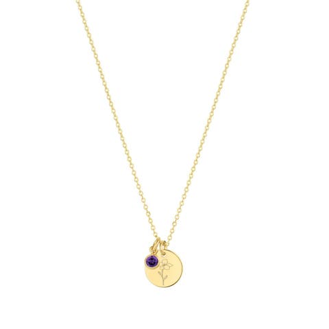 Lily Birth Flower and Birthstone Necklace